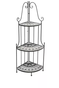 Elegantes Eckregal aus Metall mit Mosaik – 120 cm hoch, für Balkon, Garten oder Bad