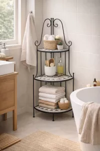 Elegantes Eckregal aus Metall mit Mosaik – 120 cm hoch, für Balkon, Garten oder Bad