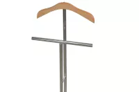 Herrendiener aus verchromtem Metall, mit Kleider- & Hosenbügel, freistehend