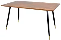 Eleganter Esstisch 140x80 cm in Nussbaum-Optik & Metallbeinen gold/schwarz