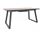 Ausziehbarer Esstisch in Holzdekor & Metall, 140–180 cm, Synchronauszug