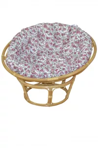 Papasansessel mit Rosenkissen, 80 cm beige