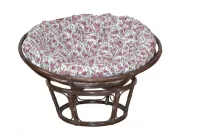 Papasansessel, braun mit Rosenkissen, in 80, 100 oder 110 cm