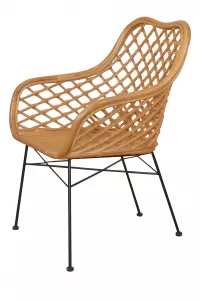 Esszimmerstuhl, Armlehnstuhl aus Rattan handgeflochten 