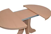 Essgruppe Buche – ausziehbarer Tisch Ø90–130 cm + 4 Stühle, braun gepolstert