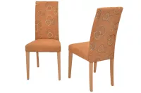 Essgruppe Buche – ausziehbarer Tisch Ø90–130 cm + 4 Stühle, braun gepolstert