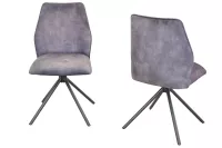 Moderner Drehstuhl im 2er-Set – Samtoptik in Anthrazit mit Dreh- & Rückstellfunktion