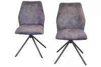 Moderner Drehstuhl im 2er-Set – Samtoptik in Anthrazit mit Dreh- & Rückstellfunktion