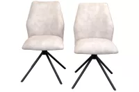 Drehstuhl-Set (2 Stk.) in Beige – Samtoptik, Metallgestell & Auto-Return