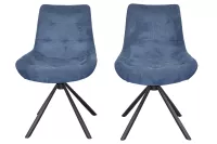 2er Set Design-Drehstuhl mit Cordbezug – gepolstert & drehbar in Blau