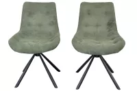 2er Set Design-Drehstuhl mit Cordbezug – gepolstert & drehbar in Grün