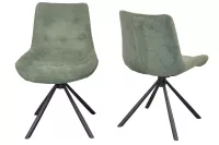 2er Set Design-Drehstuhl mit Cordbezug – gepolstert & drehbar in Grün