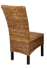 Boho Esszimmerstuhl mit handgeflochtenem Bananengeflecht & Massivholz