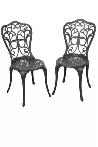 Elegante Gartenstühle aus Aluminiumguss in Dunkelbraun – 2er Set für Terrasse & Balkon