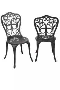 Elegante Gartenstühle aus Aluminiumguss in Dunkelbraun – 2er Set für Terrasse & Balkon