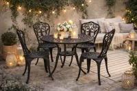 Elegante Gartenstühle aus Aluminiumguss in Dunkelbraun – 2er Set für Terrasse & Balkon