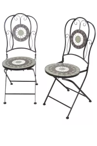 2er-Set Gartenstuhl „Hamburg“ mit Mosaik – Klappbar & stabil für Balkon und Terrasse