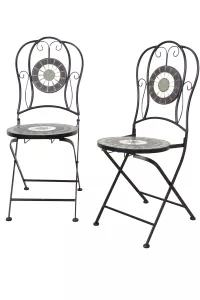 2er-Set Gartenstuhl „Hamburg“ mit Mosaik – Klappbar & stabil für Balkon und Terrasse