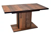 5-tlg. Essgruppe: Ausziehtisch Oldwood/Schwarz + 4 Stühle Bananengeflecht inkl. Kissen