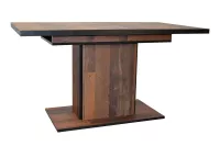 5-tlg. Essgruppe: Ausziehtisch Oldwood/Schwarz + 4 Stühle Bananengeflecht inkl. Kissen