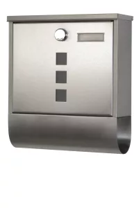 Moderner Edelstahl-Briefkasten mit Zeitungsfach und Sichtfenster