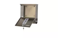 Moderner Edelstahl-Briefkasten mit Zeitungsfach und Sichtfenster