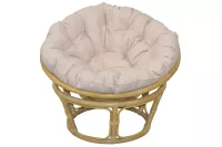 Handgefertigter Papasan Rattansessel mit Kissen – Ø 80/100/110 cm – Beige