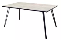 Essgruppe 5-tlg. – Esstisch Betonoptik 160x90 cm & 4 Schwingstühle Vintage Anthrazit