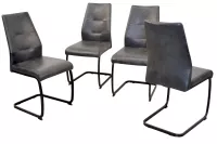 Essgruppe 5-tlg. – Esstisch Betonoptik 160x90 cm & 4 Schwingstühle Vintage Anthrazit