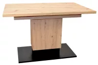 Essgruppe im Industrial Design – Esstisch mit Auszug & 4 Schwingstühle, Eiche/Schwarz