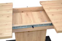Essgruppe im Industrial Design – Esstisch mit Auszug & 4 Schwingstühle, Eiche/Schwarz