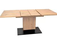 Essgruppe im Industrial Design – Esstisch mit Auszug & 4 Schwingstühle, Eiche/Schwarz