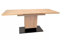 Essgruppe im Industrial Design – Esstisch mit Auszug & 4 Schwingstühle, Eiche/Schwarz