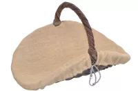 Holzkorb, Kaminholzkorb handgeflochten aus Rattan mit Jute Stoffeinsatz