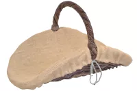 Holzkorb, Kaminholzkorb handgeflochten aus Rattan mit Jute Stoffeinsatz