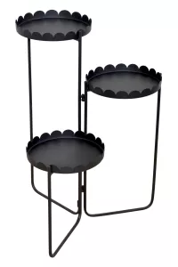 Blumenständer aus Metall in Schwarz – klappbar, 3 Ablagen, Höhe 70 cm