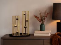 Eleganter Teelichthalter in Gold & Schwarz – 34 cm, modernes Design