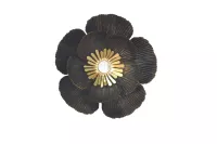 Wanddekoration, Wandobjekt Blüte aus Metall, 23 cm, schwarz gold