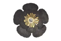 Wanddekoration, Wandobjekt Blüte aus Metall, 30 cm, schwarz gold