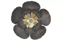 Wanddekoration, Wandobjekt Blüte aus Metall, 40 cm, schwarz gold
