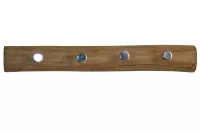 Hakenleiste „Kembat“ – Massivholz-Garderobe im Baumkantenstil, 48 cm, braun