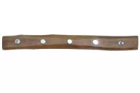Hakenleiste „Kembat“ – Massivholz-Garderobe im Baumkantenstil, 65 cm, braun