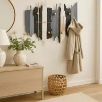 Abstrakte Design Wandgarderobe aus Metall mit 7 Haken – 70x100 cm