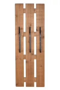 Massivholz Wandgarderobe mit 3 Haken, braun
