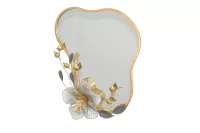 Romantischer Wandspiegel Gold mit Blumen Metallrahmen Vintage Flur 50x65 cm