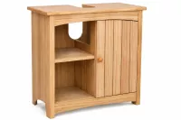 Waschbeckenunterschrank naturfarben mit Massivholz-Front & offenen Fächern 62 cm