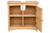 Waschbeckenunterschrank naturfarben mit Massivholz-Front & offenen Fächern 62 cm
