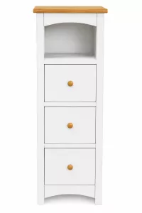 Badezimmer-Unterschrank im Landhausstil – Weiß/Natur mit 3 Schubkästen
