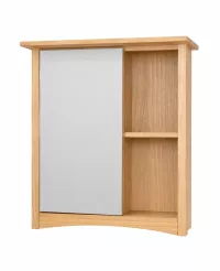 Spiegel-Hängeschrank in Naturfarbe – Badschrank mit Spiegeltür & Ablagefach