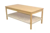 Couchtisch aus Bambus 100x50 cm mit Ablage – Moderner Wohnzimmertisch in Naturfarbe